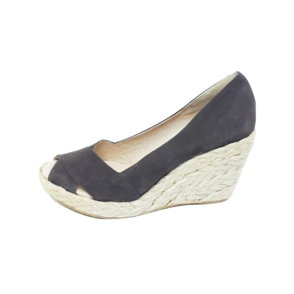 Michael Kors Crisscross Espadrille Wedge Sandal Brown Suede Peep Toe US 8.5 M - Picture 1 of 7